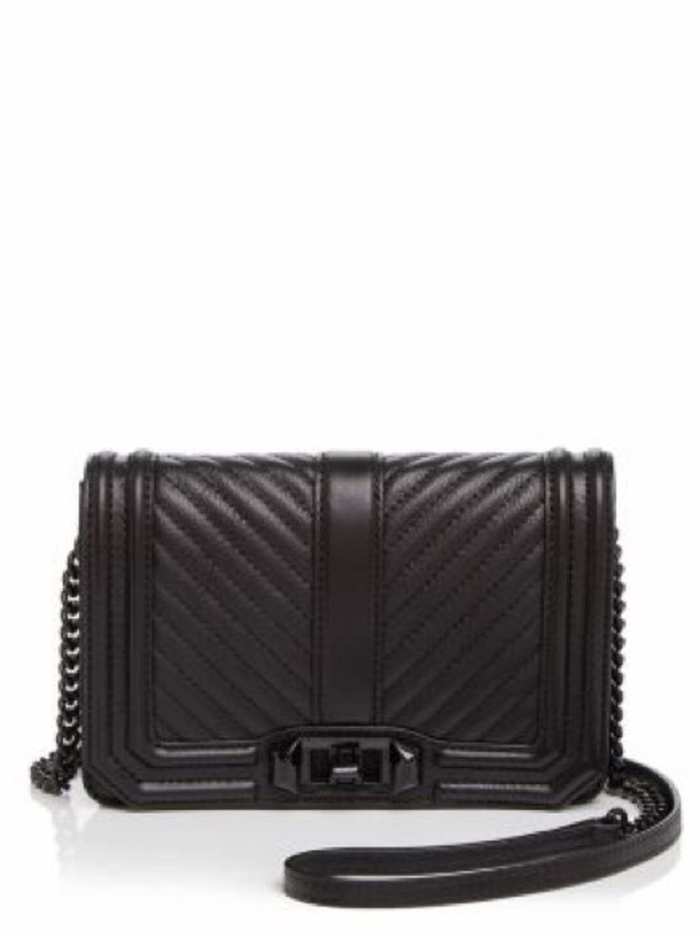 Rebecca Minkoff Love Chevron Quilted Black Leather Crossbody Bag